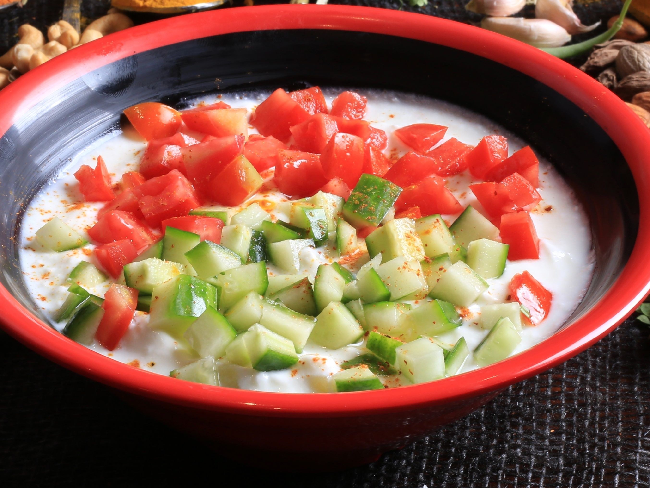 Cucumber and Tomato Raita